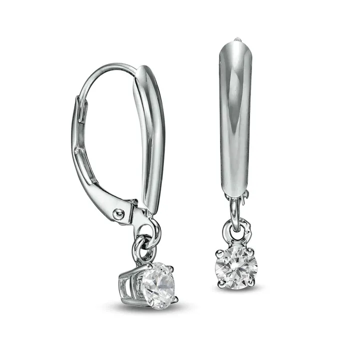 Goldia 05 CT TW Certified Diamond Solitaire Leverback Earrings in 14K White Gold IVS2 Earrings Goldia 05 CT TW Certified Diamond Solitaire Leverback Earrings in 14K White Gold IVS2 Earrings