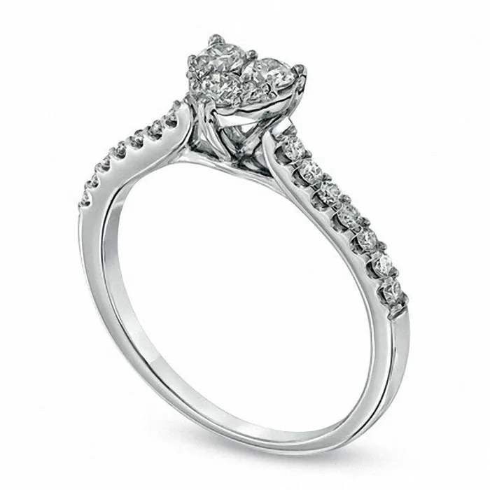 Goldia 050 CT TW Natural Diamond HeartShaped Engagement Ring in Solid 14K White Gold Rings Goldia 050 CT TW Natural Diamond HeartShaped Engagement Ring in Solid 14K White Gold Rings