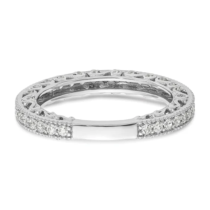 Goldia 055ct CZ Solid Real 14k White Gold Wedding Wedding Band Ring Rings