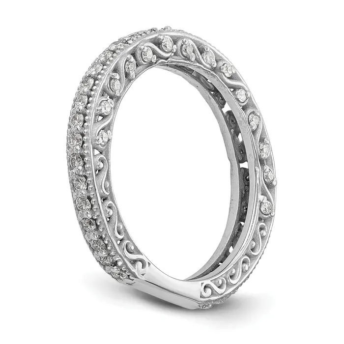Goldia 055ct CZ Solid Real 14k White Gold Wedding Wedding Band Ring Rings