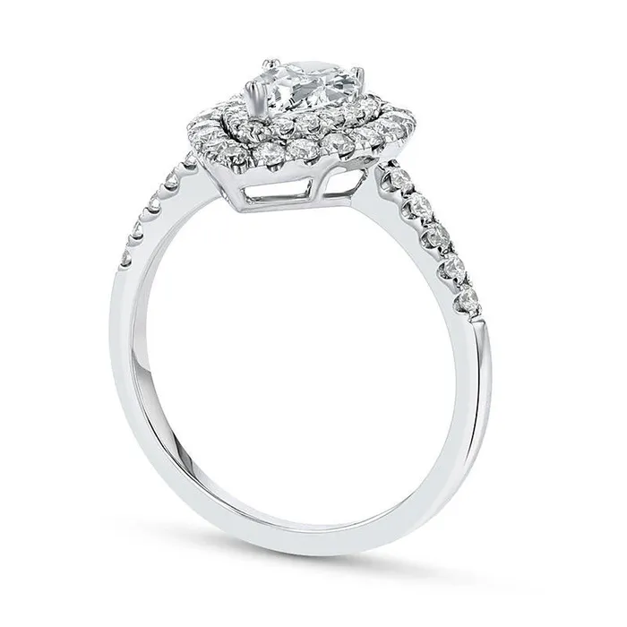 Goldia 10 CT TW PearShaped Natural Diamond Double Frame Engagement Ring in Solid 18K White Gold HSI2 Rings Goldia 10 CT TW PearShaped Natural Diamond Double Frame Engagement Ring in Solid 18K White Gold HSI2 Rings