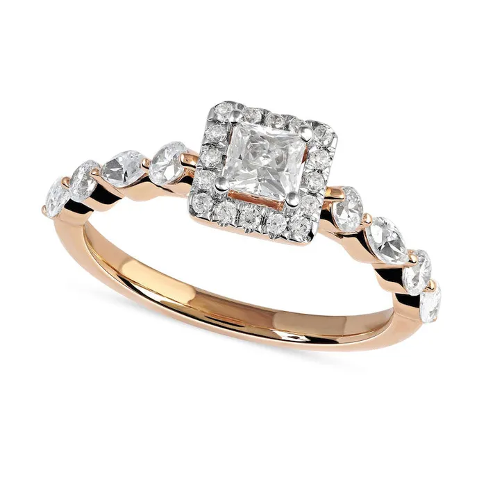 Goldia 10 CT TW PrincessCut Natural Diamond Frame MultiShape Alternating Shank Engagement Ring in Solid 10K Rose Gold Rings Goldia 10 CT TW PrincessCut Natural Diamond Frame MultiShape Alternating Shank Engagement Ring in Solid 10K Rose Gold Rings