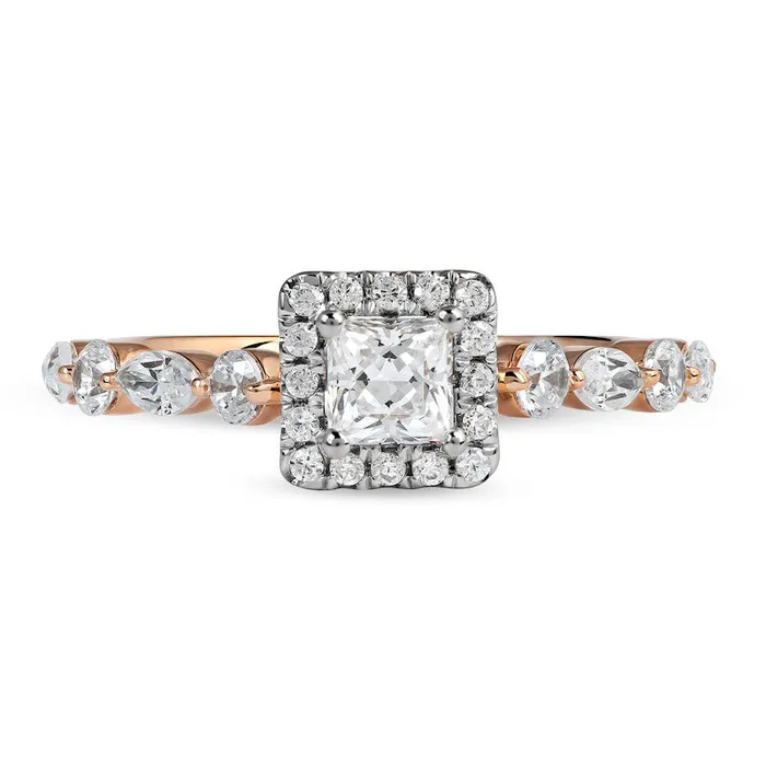 Goldia 10 CT TW PrincessCut Natural Diamond Frame MultiShape Alternating Shank Engagement Ring in Solid 10K Rose Gold Rings Goldia 10 CT TW PrincessCut Natural Diamond Frame MultiShape Alternating Shank Engagement Ring in Solid 10K Rose Gold Rings