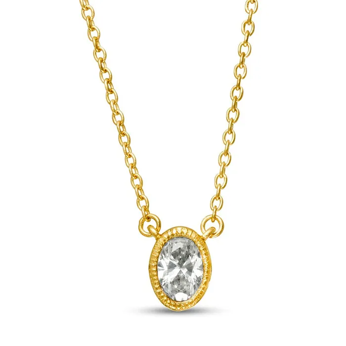Goldia 15 CT Oval Natural Clarity Enhanced Solitaire Antique VintageStyle Necklace in 10K Yellow Gold Necklaces Goldia 15 CT Oval Natural Clarity Enhanced Solitaire Antique VintageStyle Necklace in 10K Yellow Gold Necklaces