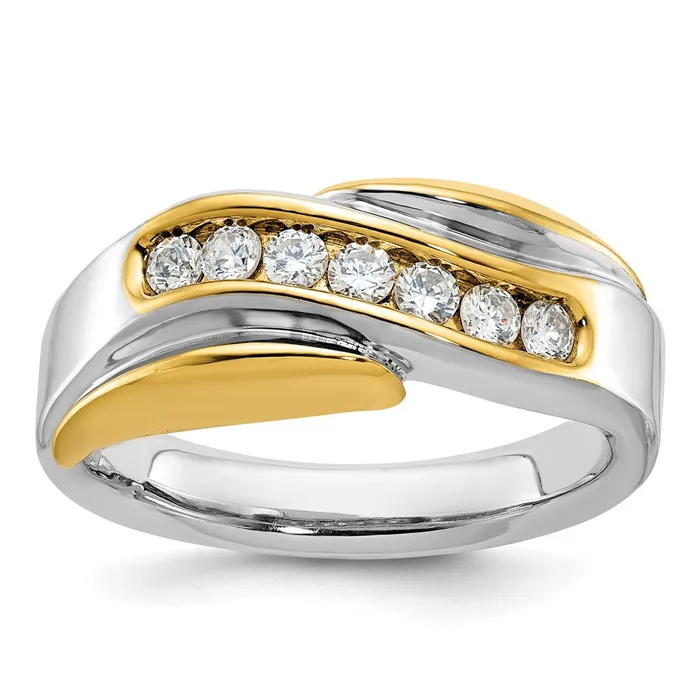 Goldia 14k Twotone Gold Mens 12 carat Diamond Complete Ring Rings