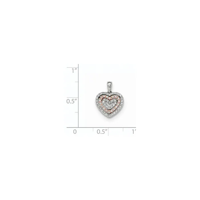 Goldia 14k TwoTone Gold Polished Real Diamond Heart Pendant Rings