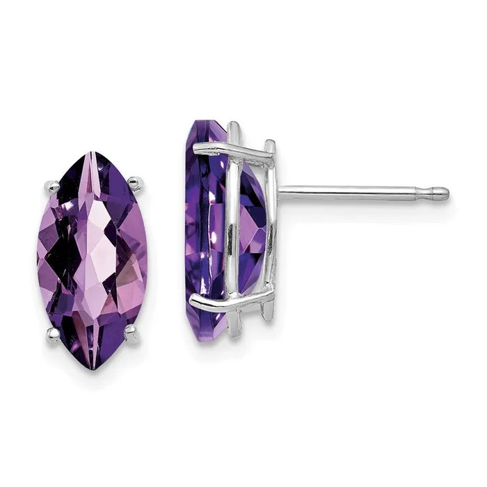 Goldia 14k White Gold 10x5mm Amethyst Marquise Stud Earring Earrings