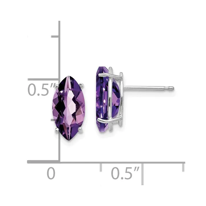 Goldia 14k White Gold 10x5mm Amethyst Marquise Stud Earring Earrings