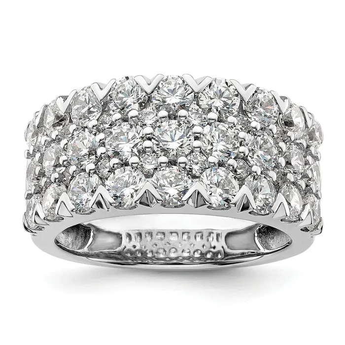 Goldia 14k White Gold 3 Ct Lab Grown Diamond VSSI G Triple Row Fashion Band Ring Rings
