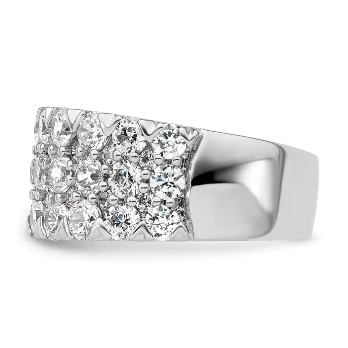 Goldia 14k White Gold 3 Ct Lab Grown Diamond VSSI G Triple Row Fashion Band Ring Rings
