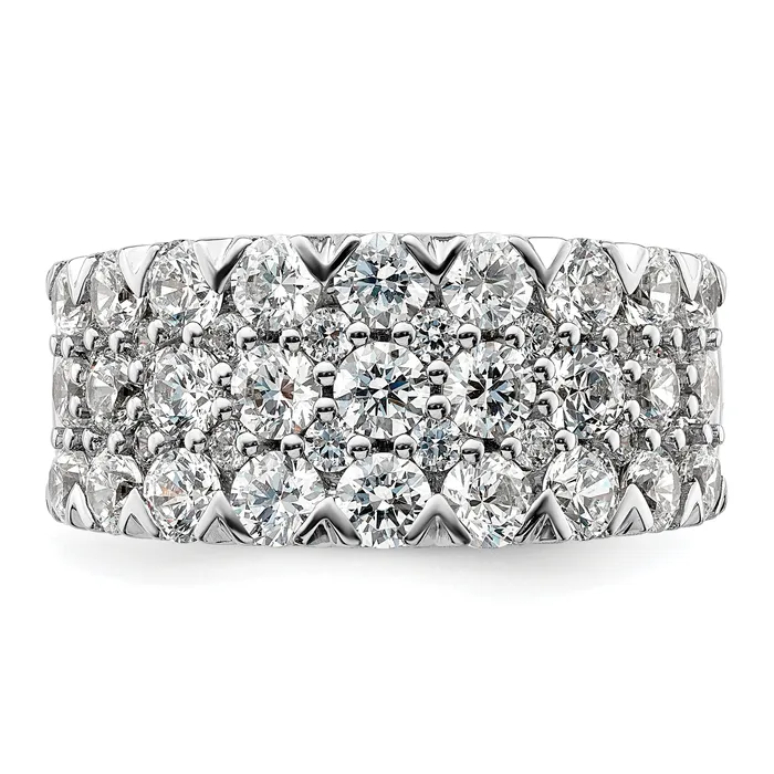 Goldia 14k White Gold 3 Ct Lab Grown Diamond VSSI G Triple Row Fashion Band Ring Rings