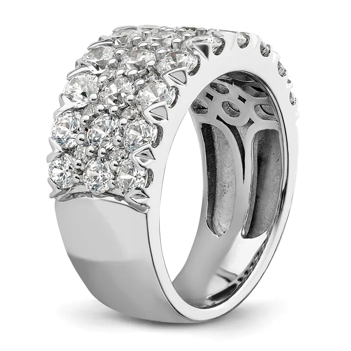Goldia 14k White Gold 3 Ct Lab Grown Diamond VSSI G Triple Row Fashion Band Ring Rings