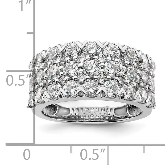Goldia 14k White Gold 3 Ct Lab Grown Diamond VSSI G Triple Row Fashion Band Ring Rings