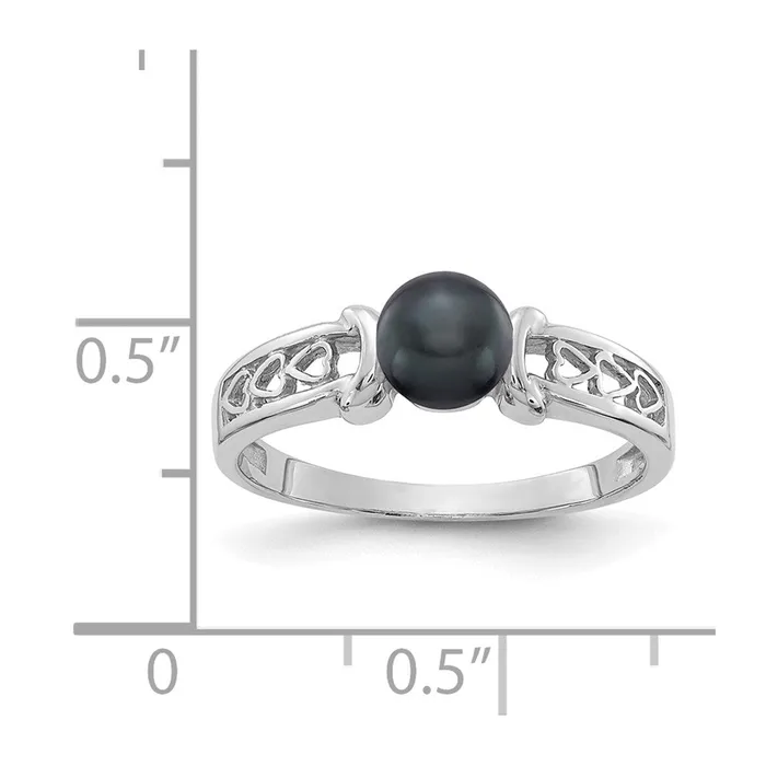 Goldia 14k White Gold 55mm Black FW Cultured Pearl ring Rings