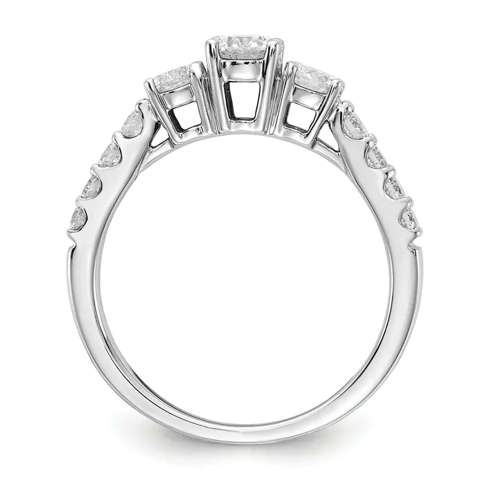 Goldia 14k White Gold 58 Ct Lab Grown Diamond VSSI G 13 Ct Center Round Three Stone Engagement Ring Rings