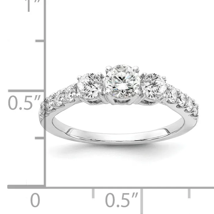 Goldia 14k White Gold 58 Ct Lab Grown Diamond VSSI G 13 Ct Center Round Three Stone Engagement Ring Rings