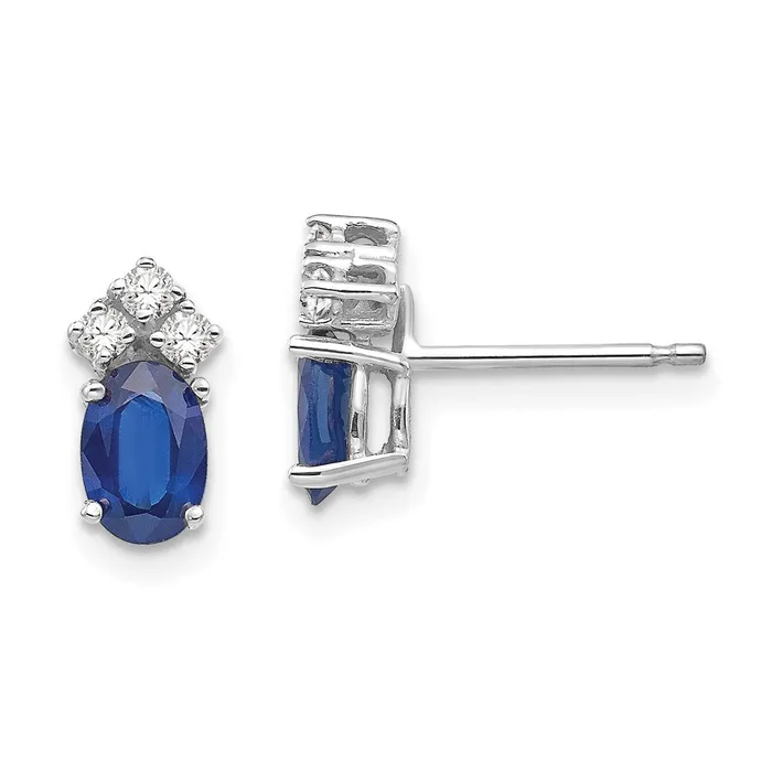 Goldia 14k White Gold 6x4mm Oval Sapphire VS Real Diamond Earrings Earrings Goldia 14k White Gold 6x4mm Oval Sapphire VS Real Diamond Earrings Earrings