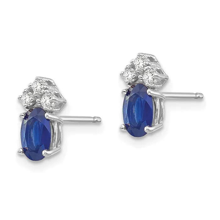 Goldia 14k White Gold 6x4mm Oval Sapphire VS Real Diamond Earrings Earrings