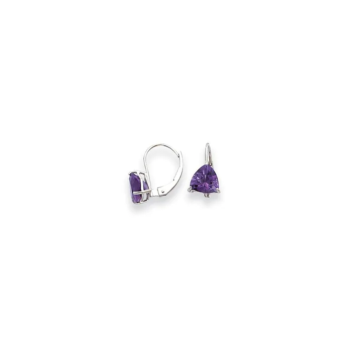 Goldia 14k White Gold 7mm Trillion Amethyst Leverback Earrings Earrings