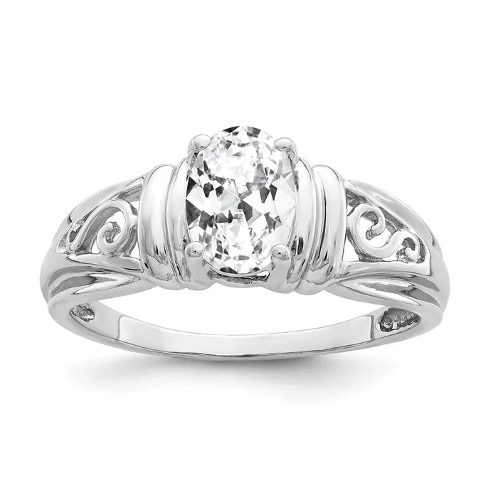 Goldia 14k White Gold 7x5mm Oval Cubic Zirconia ring Rings