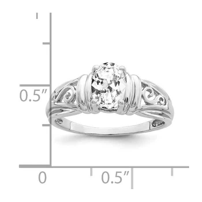 Goldia 14k White Gold 7x5mm Oval Cubic Zirconia ring Rings