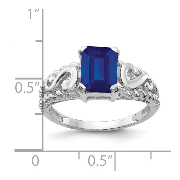 Goldia 14k White Gold 8x6mm Emerald Cut Sapphire ring Rings
