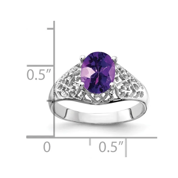Goldia 14k White Gold 8x6mm Oval Amethyst ring Rings