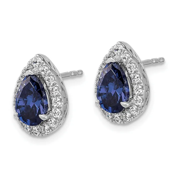 Goldia 14K White Gold Lab Grown VSSI FGH Diamond and Created Sapphire Pear Post Earrings Earrings