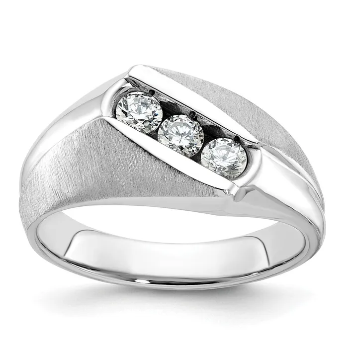 Goldia 14k White Gold Mens Polished and Satin Diamond Ring Mounting Rings Goldia 14k White Gold Mens Polished and Satin Diamond Ring Mounting Rings