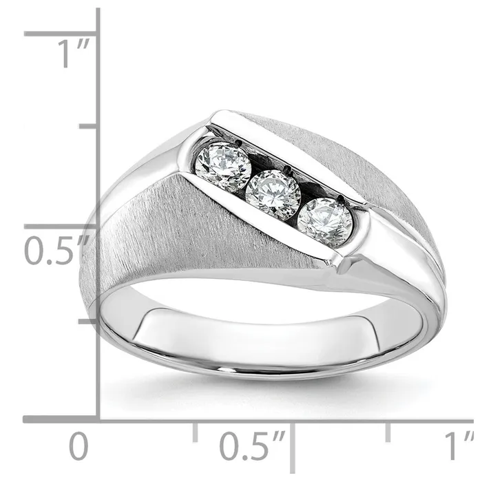 Goldia 14k White Gold Mens Polished and Satin Diamond Ring Mounting Rings