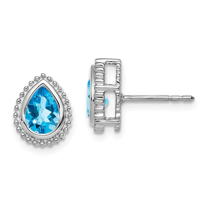 Goldia 14k White Gold Pear Blue Topaz Post Earrings Earrings