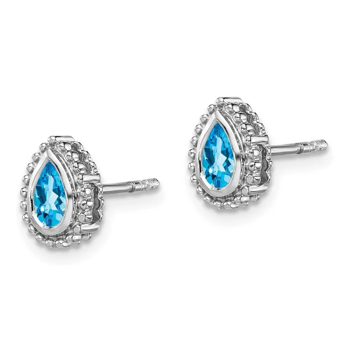 Goldia 14k White Gold Pear Blue Topaz Post Earrings Earrings
