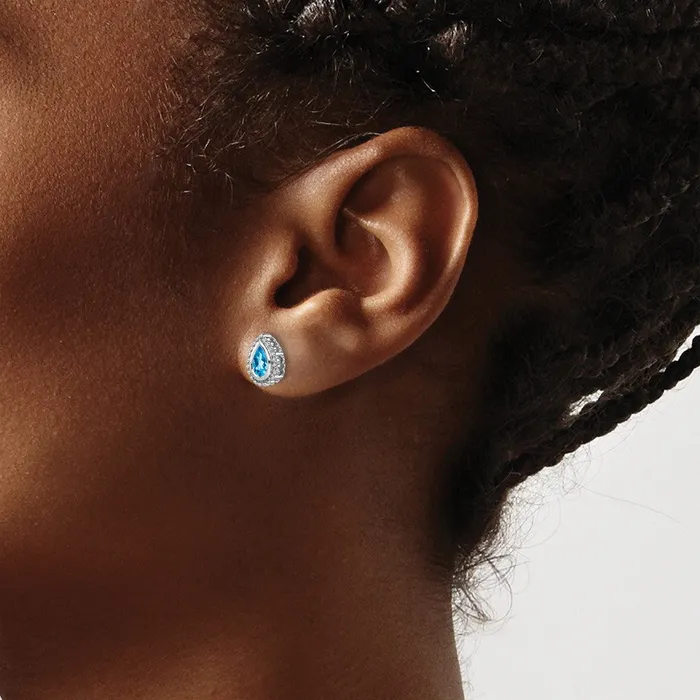 Goldia 14k White Gold Pear Blue Topaz Post Earrings Earrings