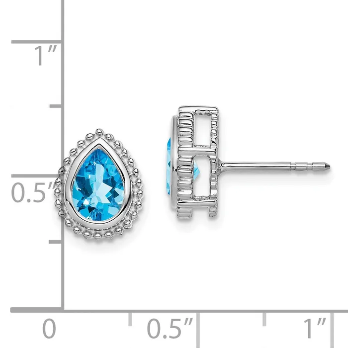Goldia 14k White Gold Pear Blue Topaz Post Earrings Earrings