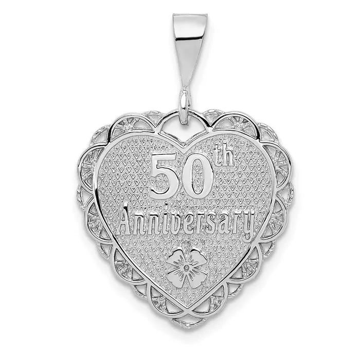 Goldia 14k White Gold Reversible 50th ANNIVERSARY Charm Charm Necklaces