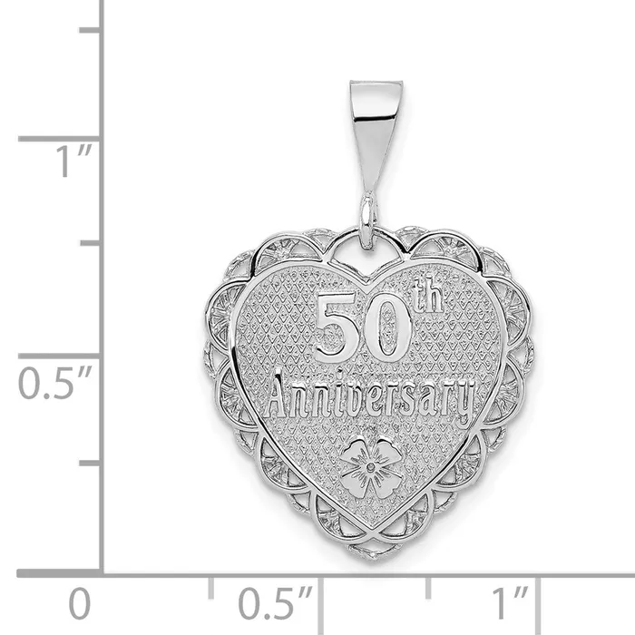 Goldia 14k White Gold Reversible 50th ANNIVERSARY Charm Charm Necklaces