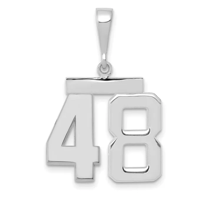Goldia 14k White Goldw Medium Polished Number 48 Charm Charm Necklaces