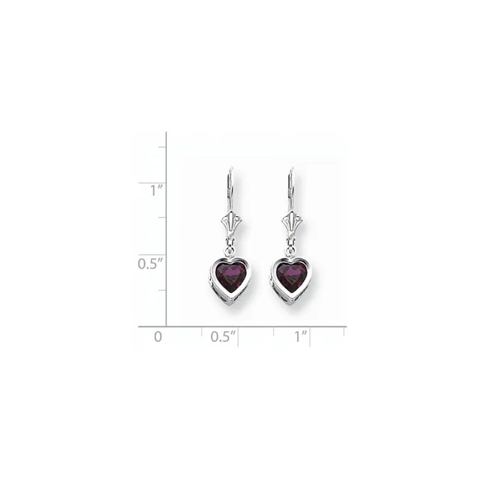 Goldia 14k White Goldw Rhodolite Garnet Heart Leverback Earrings Earrings