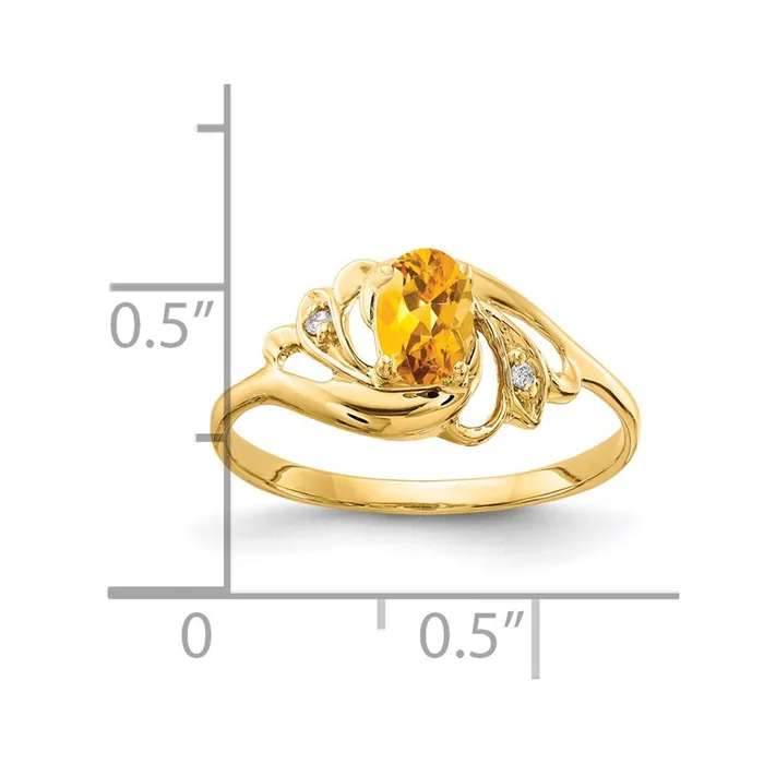 Goldia 14K Yellow Gold 6x4mm Oval Citrine A Real Diamond ring Rings