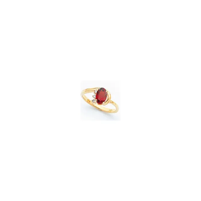 Goldia 14k Yellow Gold 7x5mm Oval Garnet Checker VS Diamond ring Rings