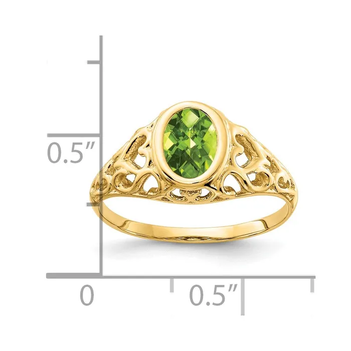 Goldia 14K Yellow Gold 7x5mm Oval Peridot Checker ring Rings