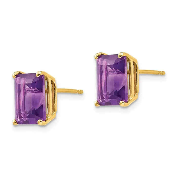 Goldia 14k Yellow Gold 9x7mm Emerald Cut Amethyst Earrings Earrings