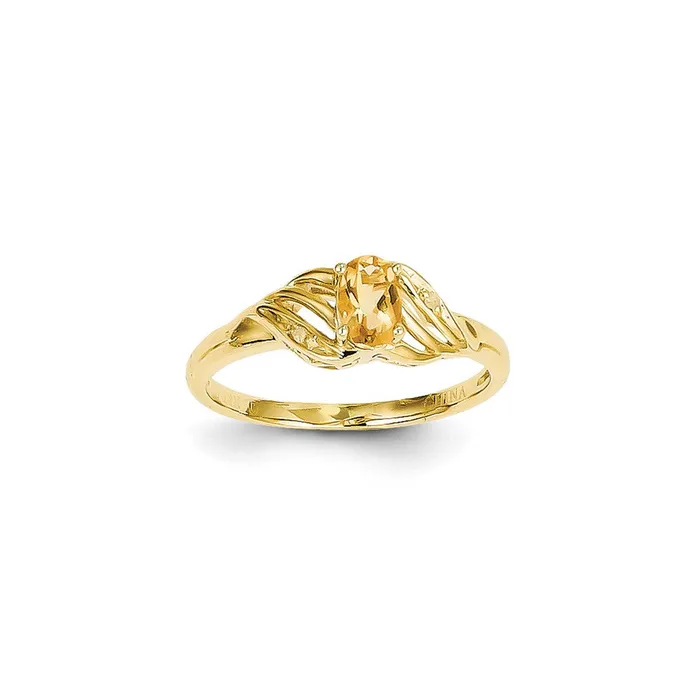 Goldia 14k Yellow Gold Citrine Diamond Ring Rings