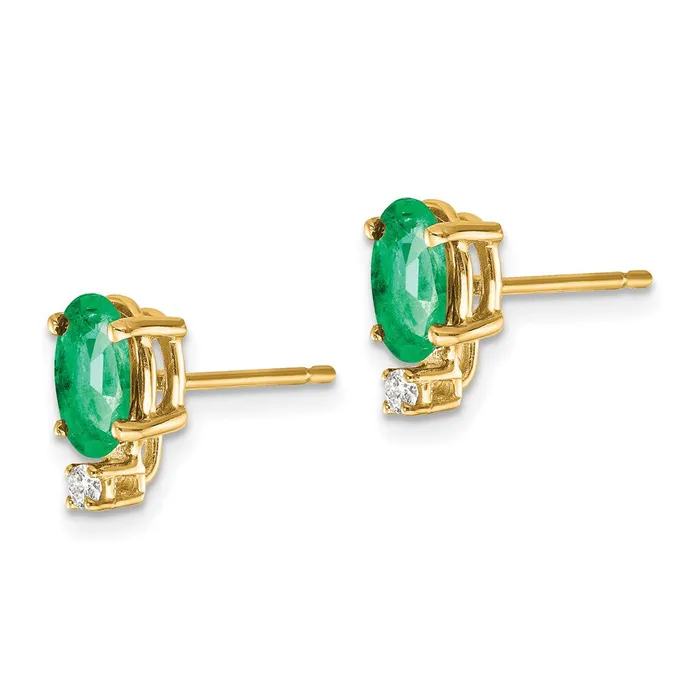 Goldia 14k Yellow Gold Emerald Real Diamond Post Earrings Earrings