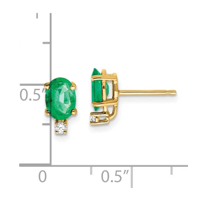 Goldia 14k Yellow Gold Emerald Real Diamond Post Earrings Earrings
