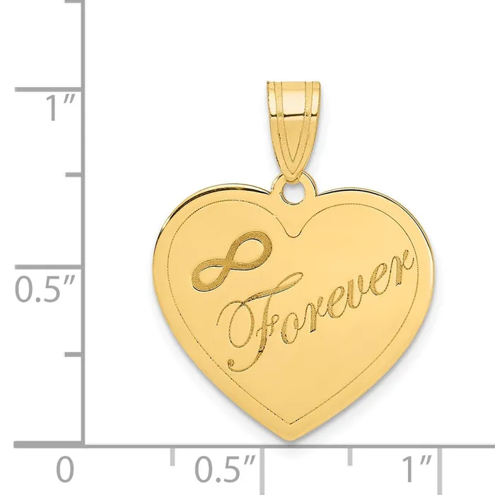 Goldia 14k Yellow Gold Infinity FOREVER Laser Cut Charm Heart Pendant Necklaces