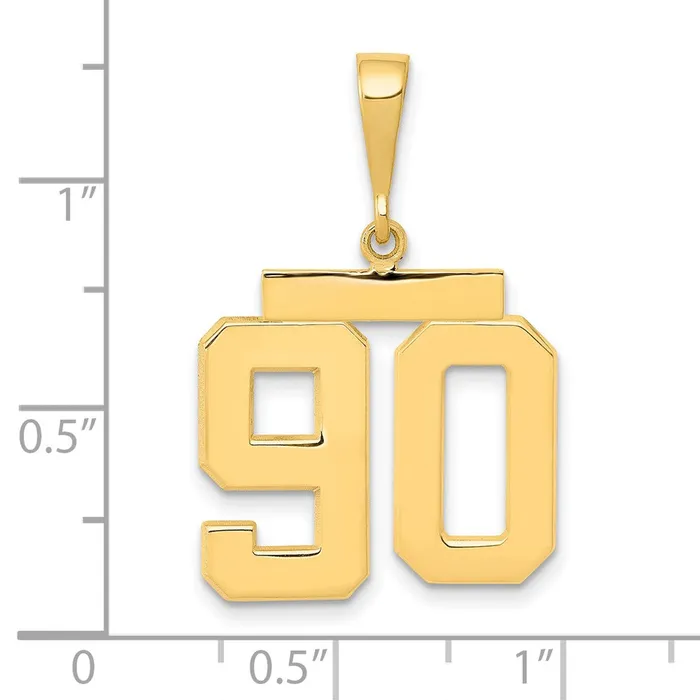Goldia 14k Yellow Gold Medium Polished Number 90 Charm Charm Necklaces