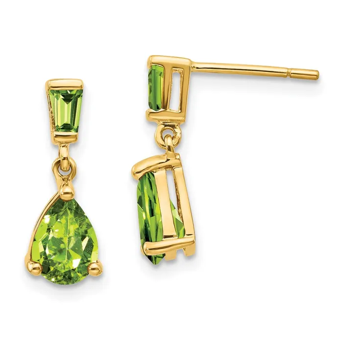 Goldia 14k Yellow Gold Peridot Dangle Post Earrings Earrings