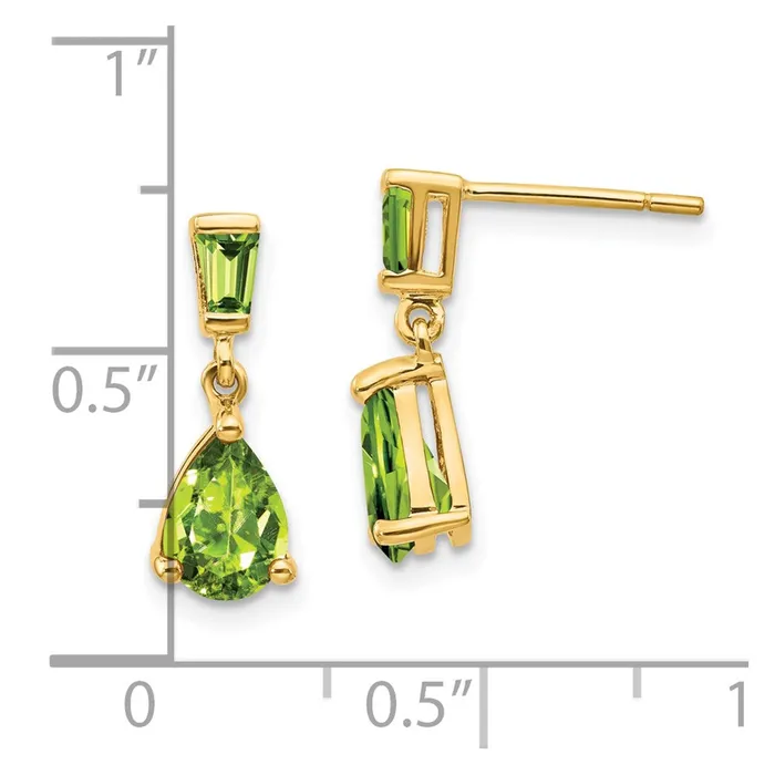 Goldia 14k Yellow Gold Peridot Dangle Post Earrings Earrings