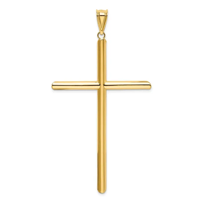 Goldia 14k Yellow Gold Polished Tube Cross Pendant Necklaces